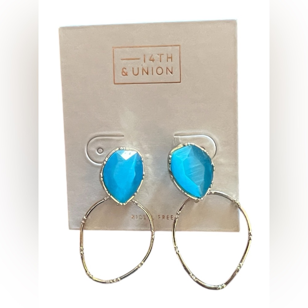 NWT~ 14th & Union gold and blue earrings.